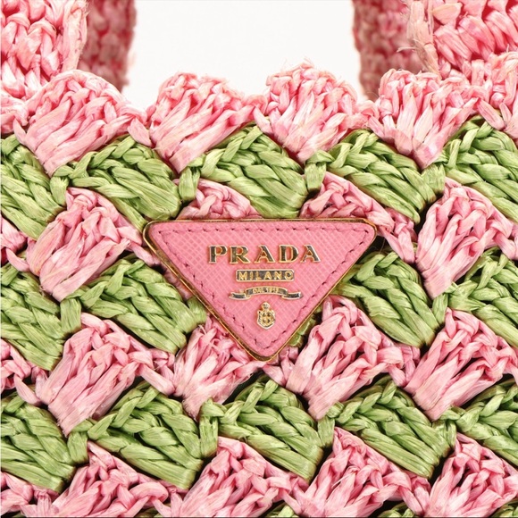 Prada Canapa Tote in Two-Tone Raffia Crochet - Picture 3 of 7